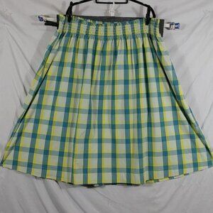 a.n.a. Skirt Women's Blue Yellow Flare Smocked Waist Plus Size 1X